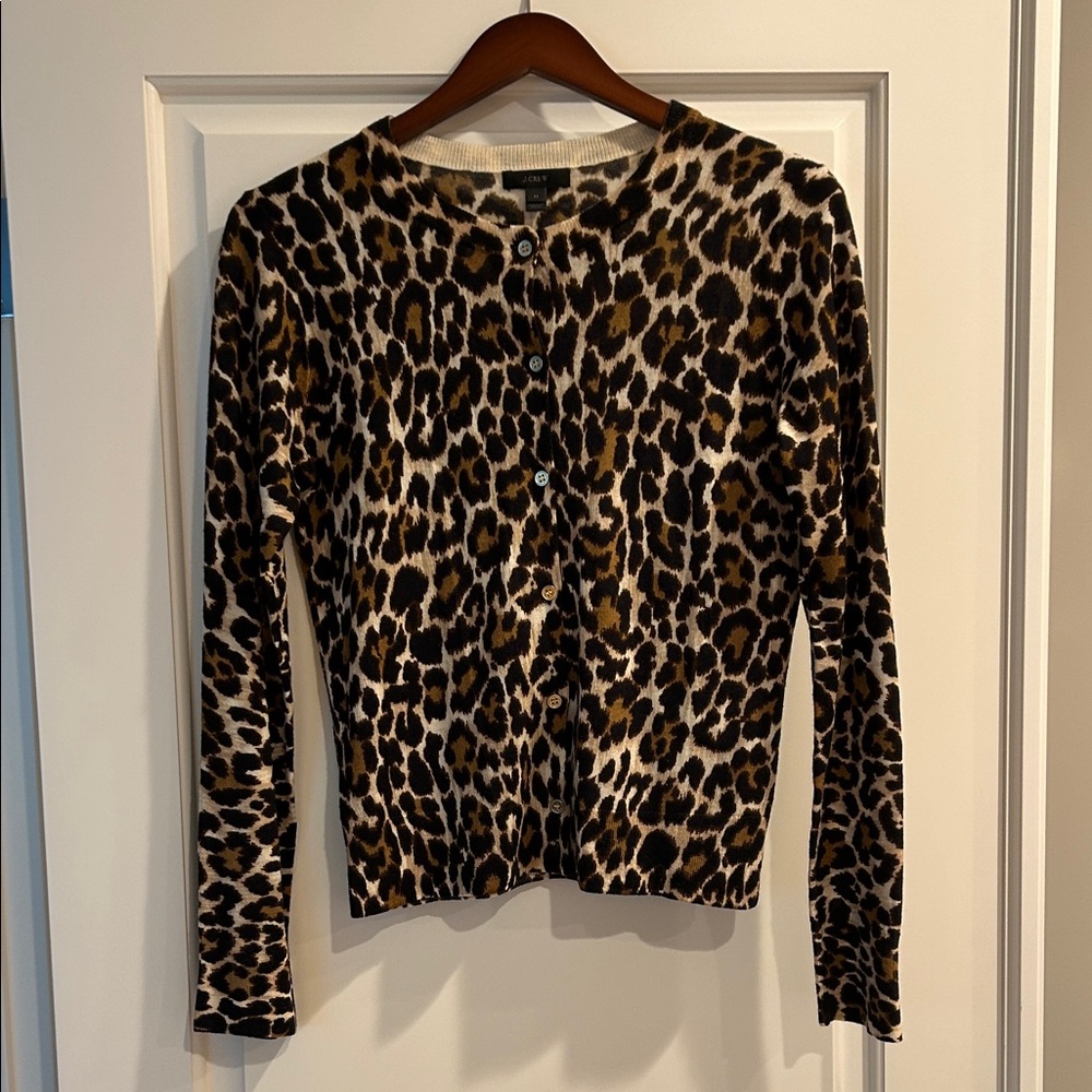 J. Crew Animal Print Cardigan - Black and Brown